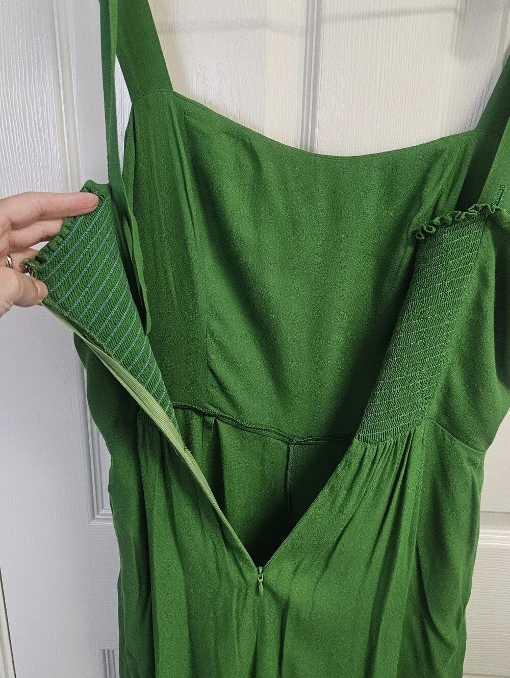 Reformation Alva Linen Wide Leg Jumpsuit Palm Green Size 10